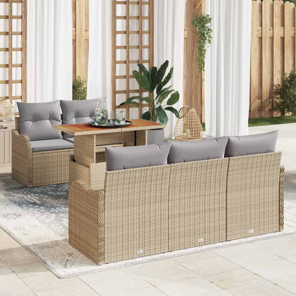 vidaXL Conjunto de sofás de jardín 6 uds. Beige y Gris Claro