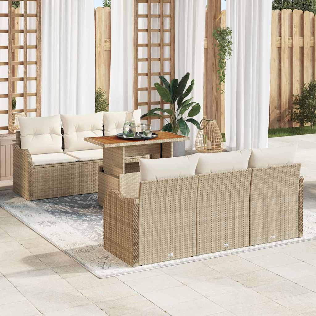 vidaXL Conjunto de sofás de jardín 7 uds. Beige y Crema