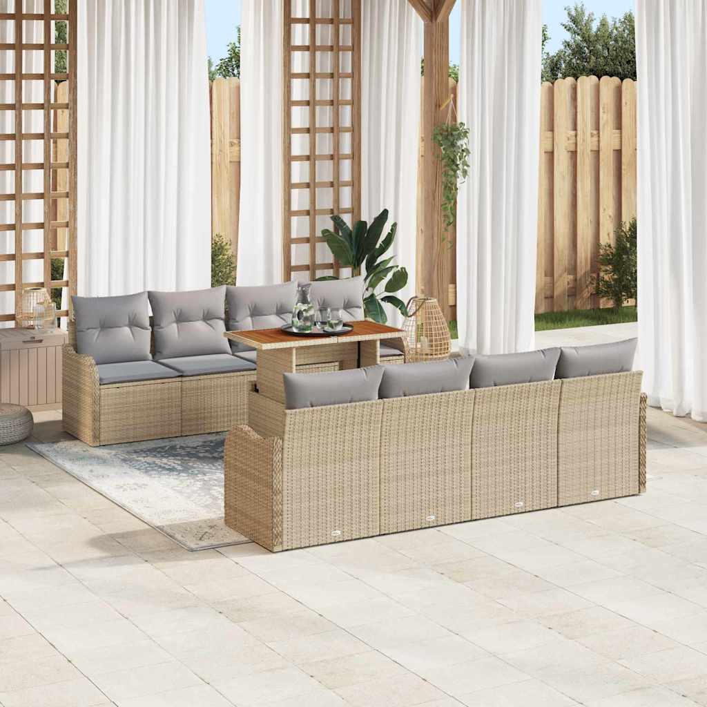 vidaXL Conjunto de sofá de jardín 7 uds. beige y gris claro