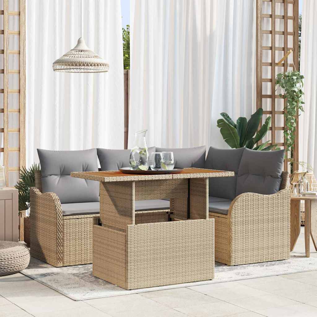 vidaXL Conjunto de sofás de jardín 5 uds. 4-Número de plazas