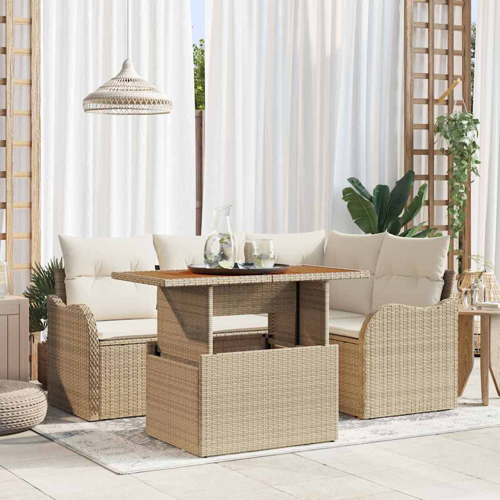 vidaXL Conjunto de sofás de jardín 5 uds. 4-Número de plazas