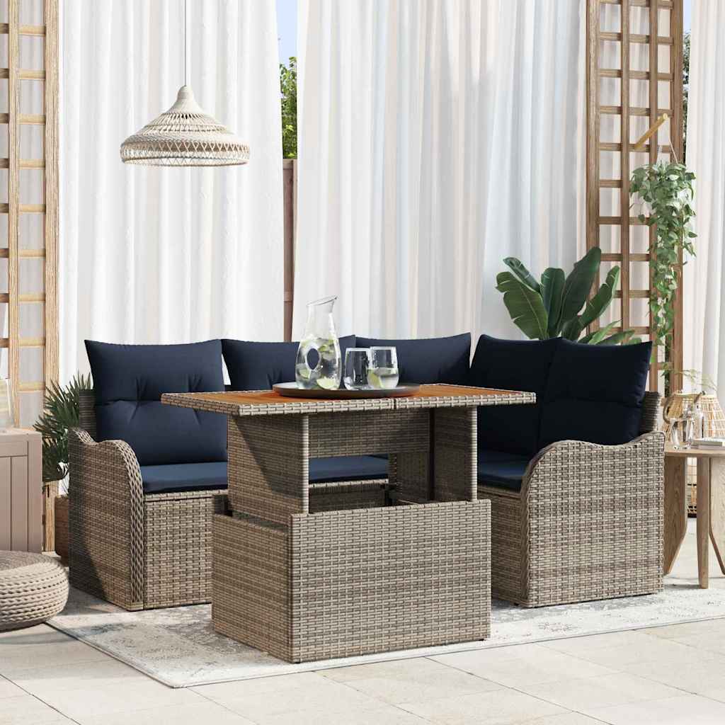 vidaXL Conjunto de sofás de jardín 5 uds. 4-Número de plazas
