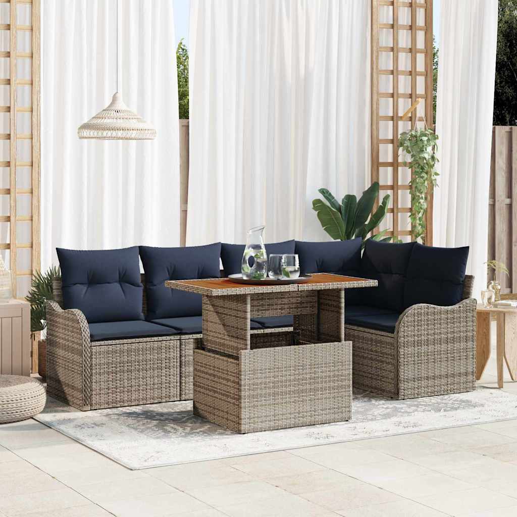 vidaXL Conjunto de sofás de jardín 6 uds. 5-Número de plazas