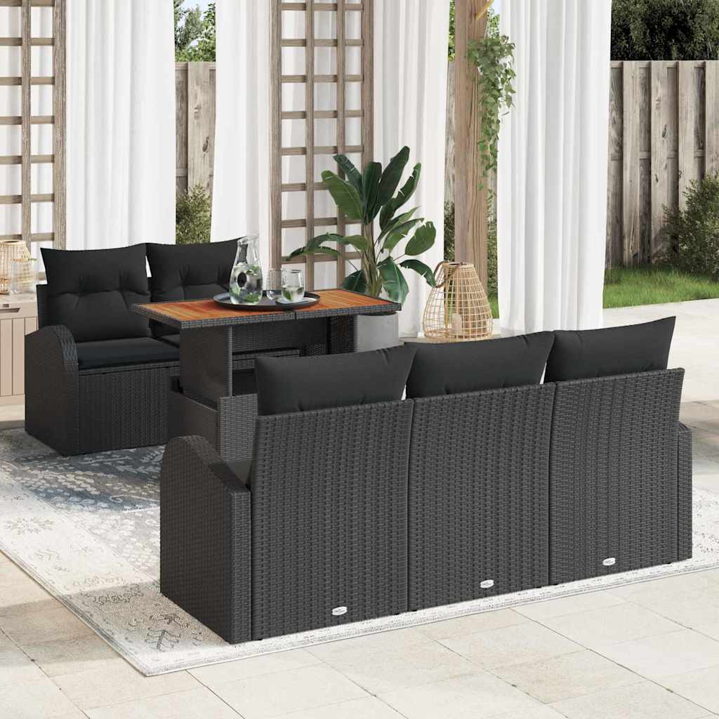 vidaXL Conjunto de sofá de jardín 6 uds. Negro