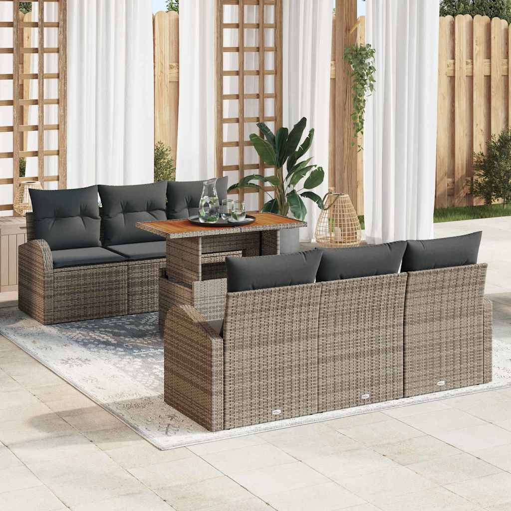 vidaXL Conjunto de sofá de jardín 7 uds. Gris