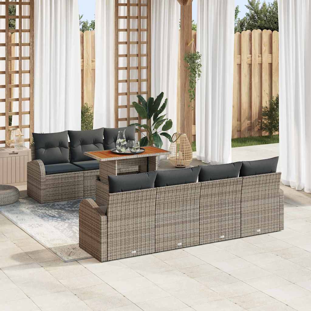 vidaXL Conjunto de sofá de jardín 8 uds. Gris