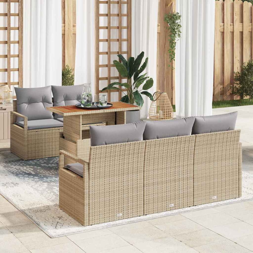 vidaXL Conjunto de sofá de jardín 6 uds. 5-Número de plazas