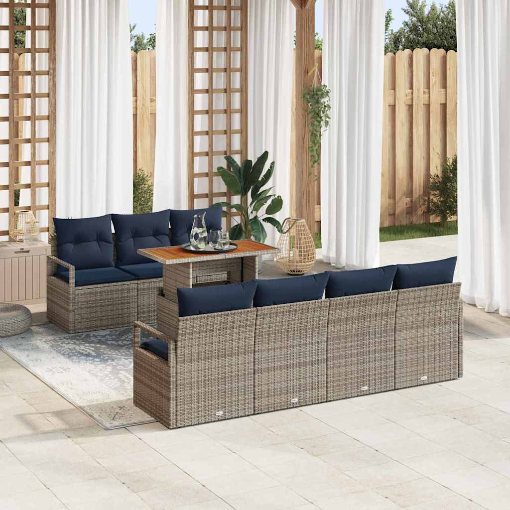vidaXL Conjunto de sofás de jardín 8 uds. 7-Número de plazas