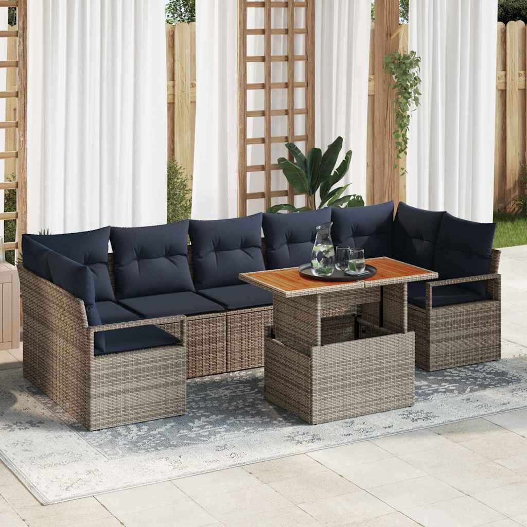 vidaXL Conjunto de sofás de jardín 8 uds. 7-Número de plazas
