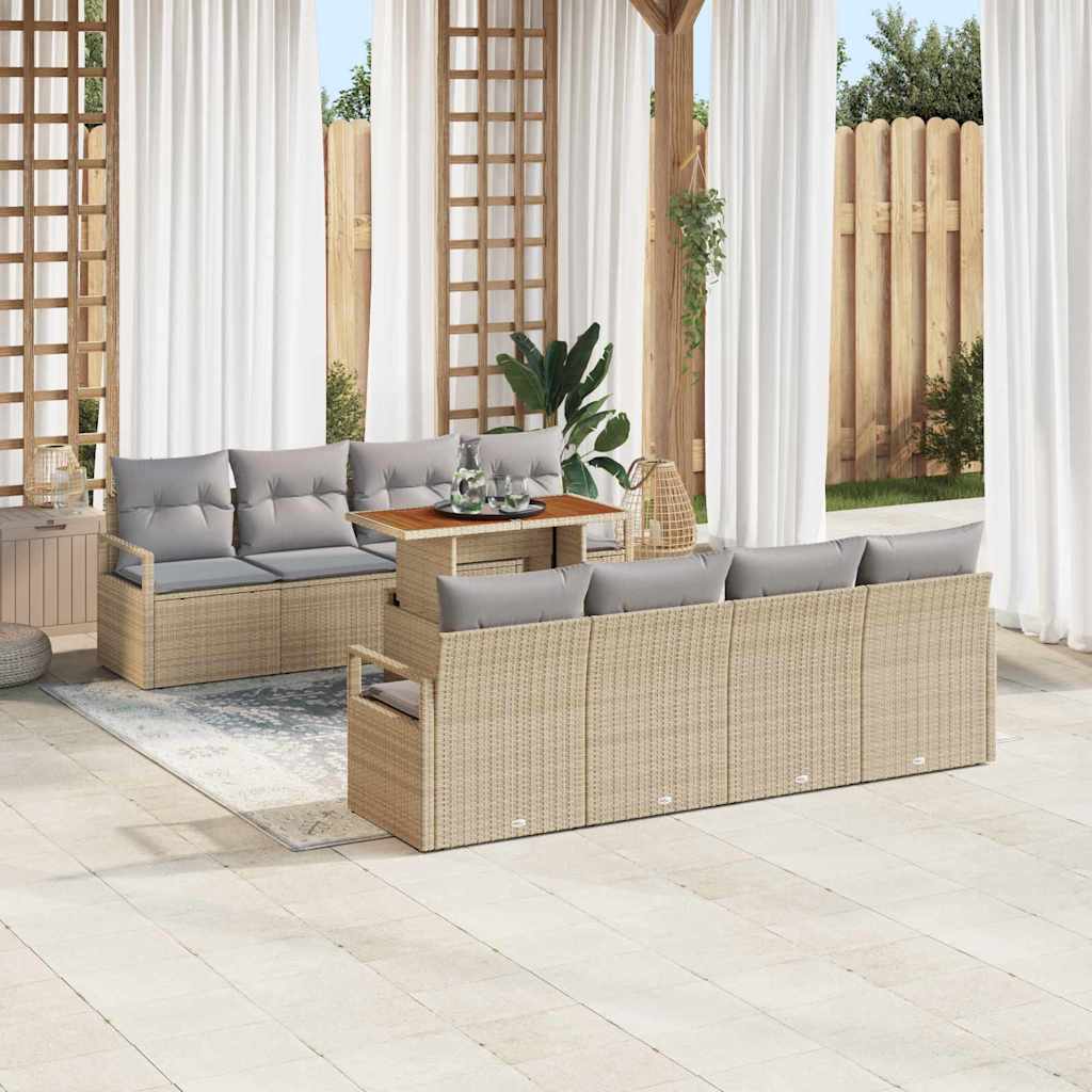 vidaXL Conjunto de sofá de jardín 9 uds. 8-Número de plazas