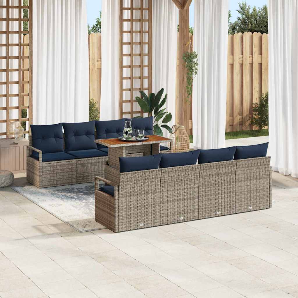 vidaXL Conjunto de sofás de jardín 9 uds. 8-Número de plazas