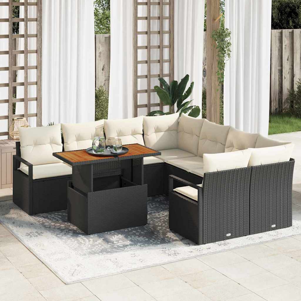 vidaXL Conjunto de sofás de jardín 9 uds. 8-Número de plazas