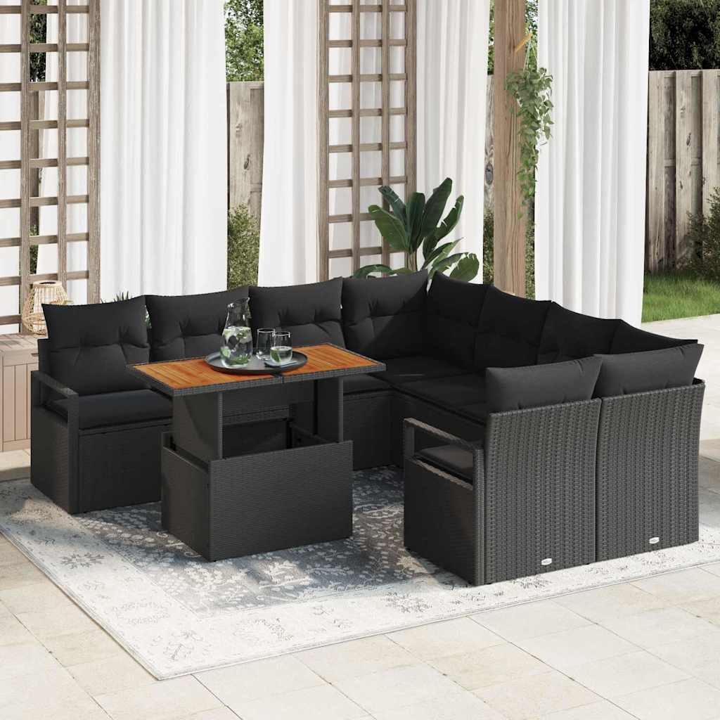 vidaXL Conjunto de sofás de jardín 9 uds. 8-Número de plazas
