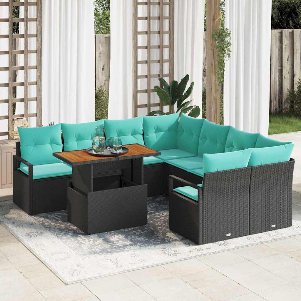 vidaXL Conjunto de sofás de jardín 9 uds. 8-Número de plazas