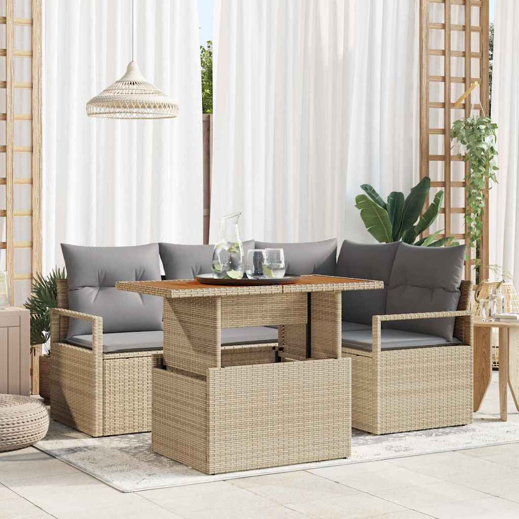 vidaXL Conjunto de sofás de jardín 5 uds. 4-Número de plazas