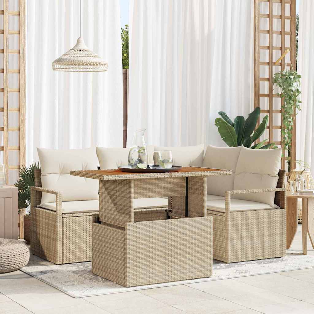 vidaXL Conjunto de sofás de jardín 5 uds. 4-Número de plazas