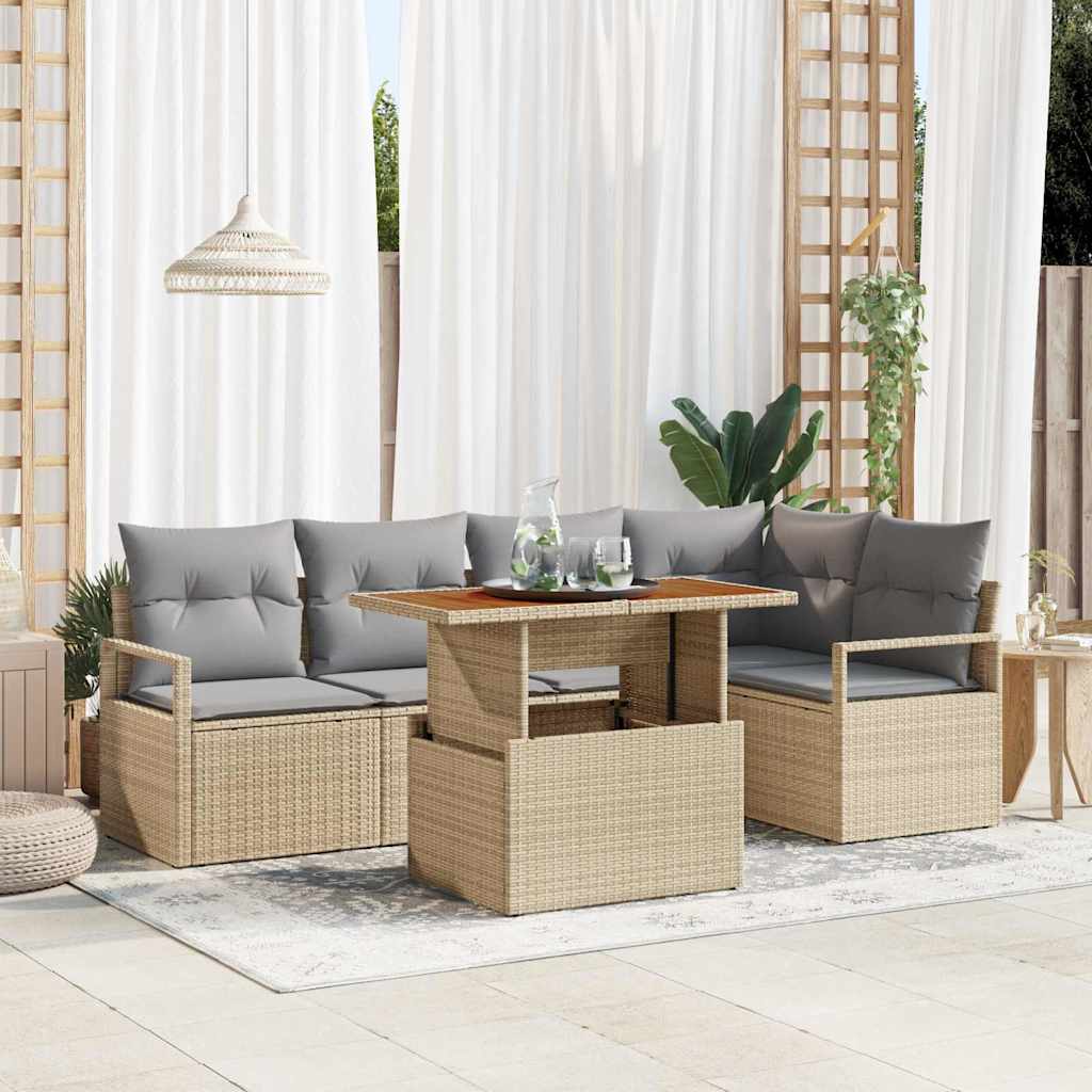 vidaXL Conjunto de sofás de jardín 6 uds. 5-Número de plazas