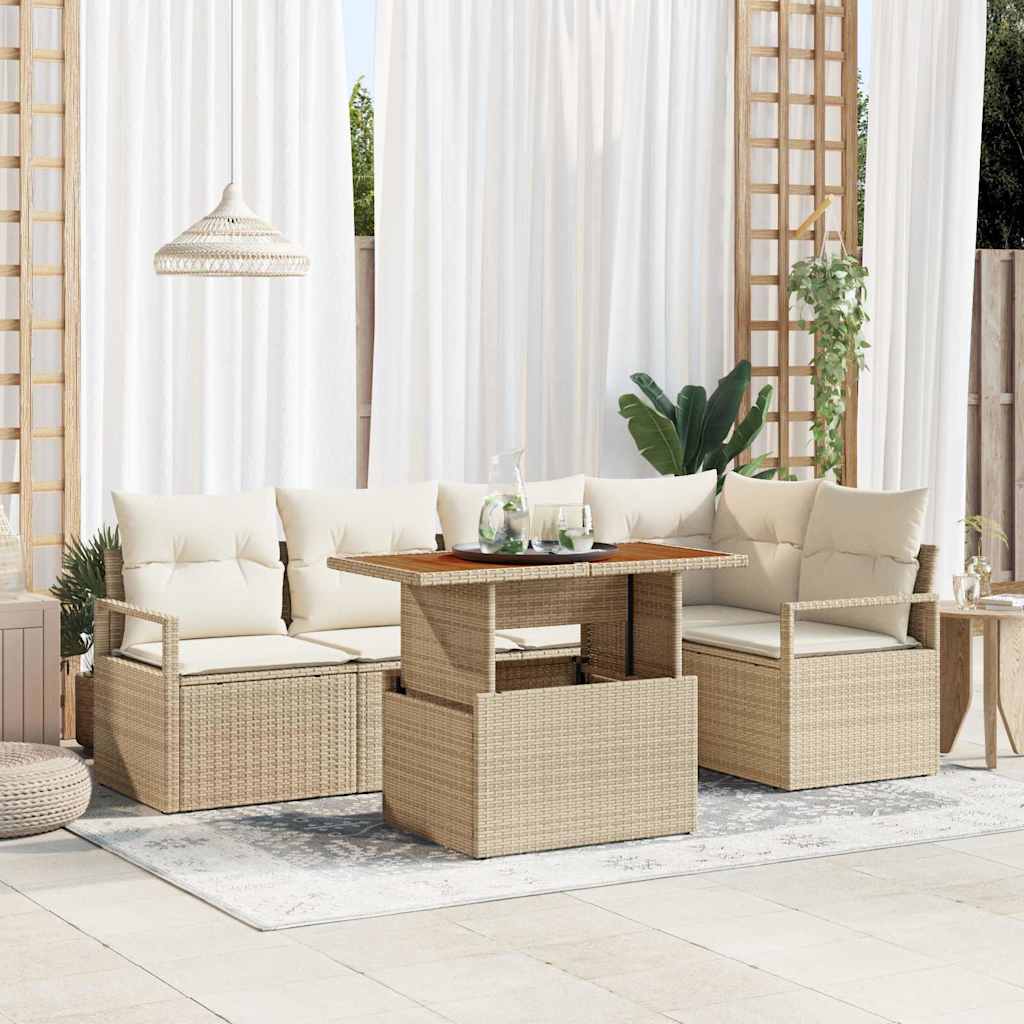 vidaXL Conjunto de sofás de jardín 6 uds. 5-Número de plazas