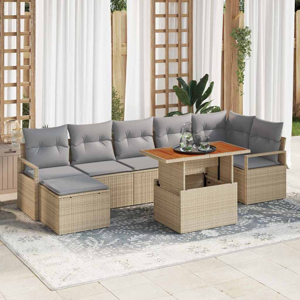 vidaXL Conjunto de sofás de jardín 8 uds. Beige y gris