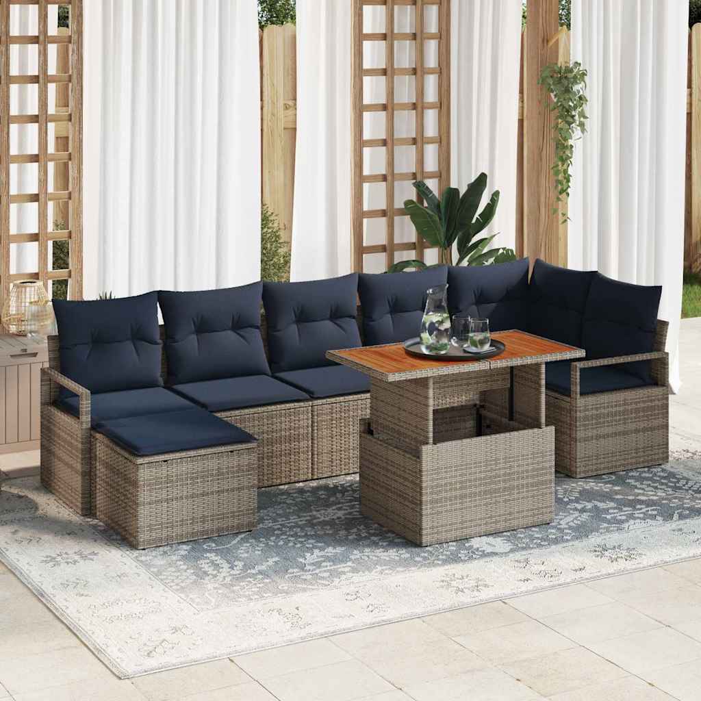 vidaXL Conjunto de sofás de jardín 8 uds. Gris ratán sintético