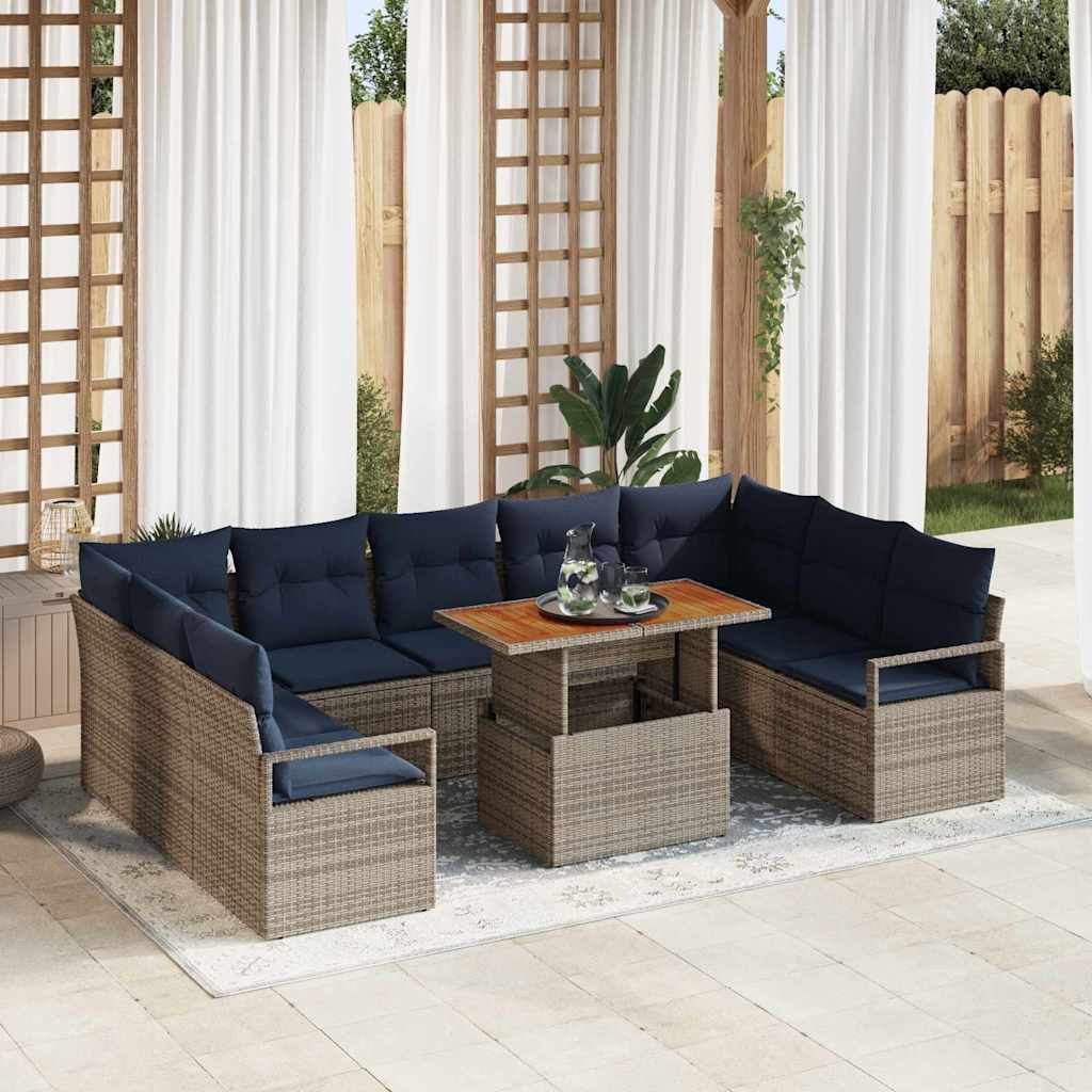 vidaXL Conjunto de sofás de jardín 10 uds. 9-Número de plazas