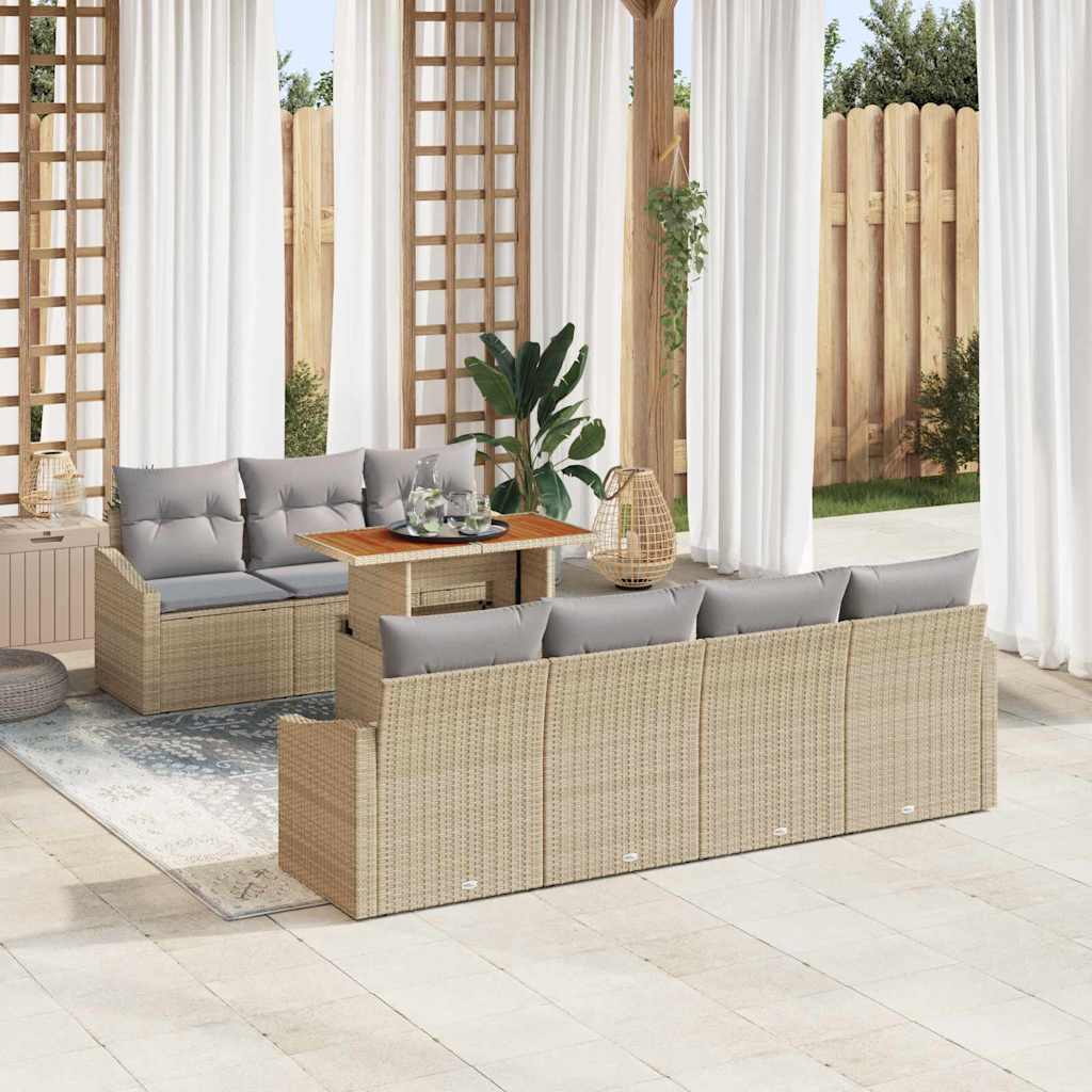 vidaXL Conjunto de sofás de jardín 8 uds. Beige y gris