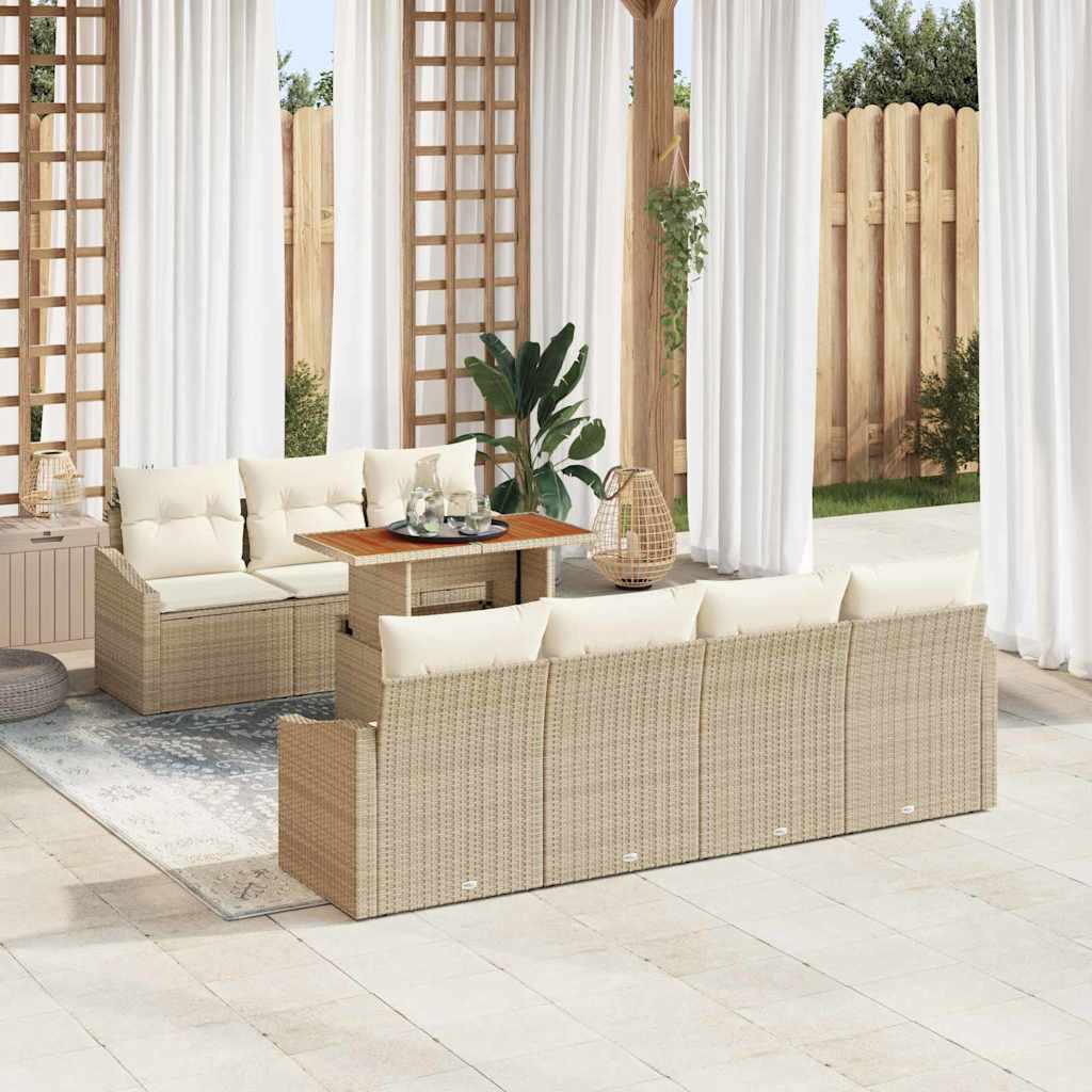 vidaXL Conjunto de sofás de jardín 8 uds. Beige y Crema