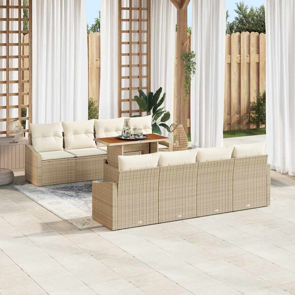 vidaXL Conjunto de sofás de jardín 9 uds. Beige y Crema