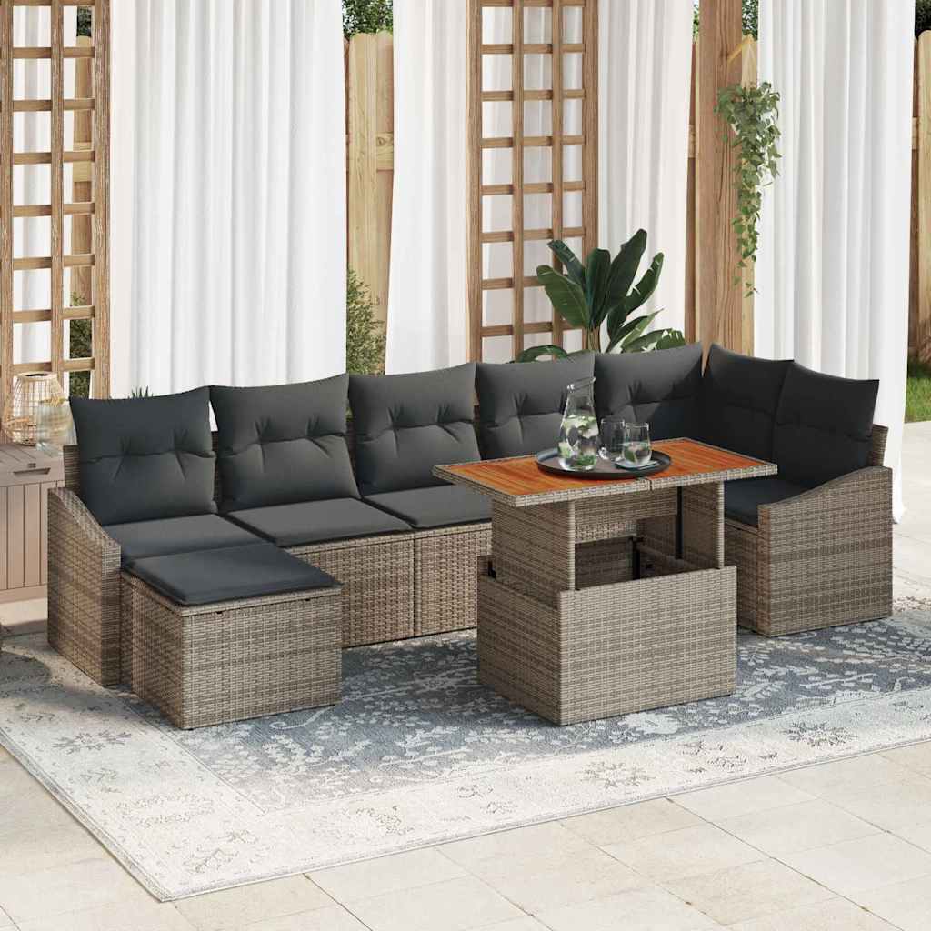 vidaXL Conjunto de sofás de jardín 8 uds. Gris y marrón