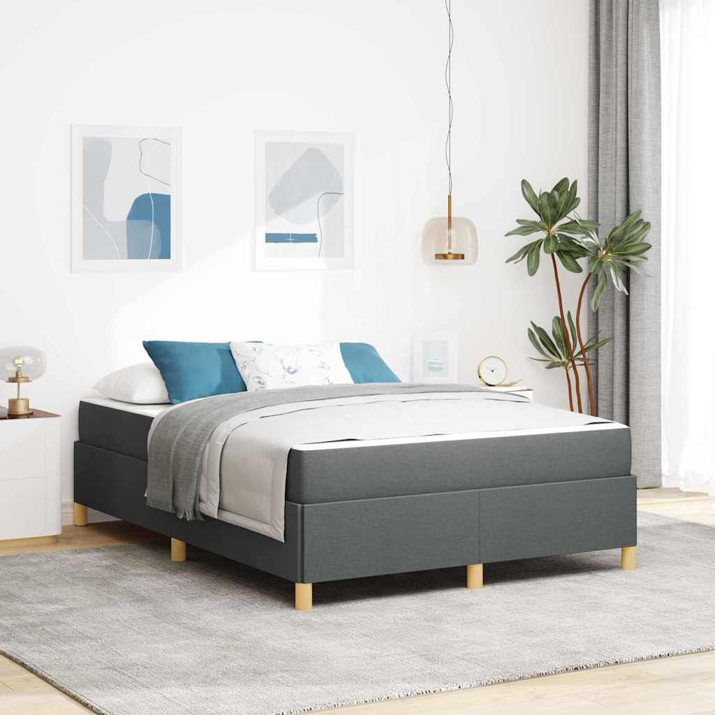 vidaXL Estructura de cama Gris oscuro 140 x 190 cm tela