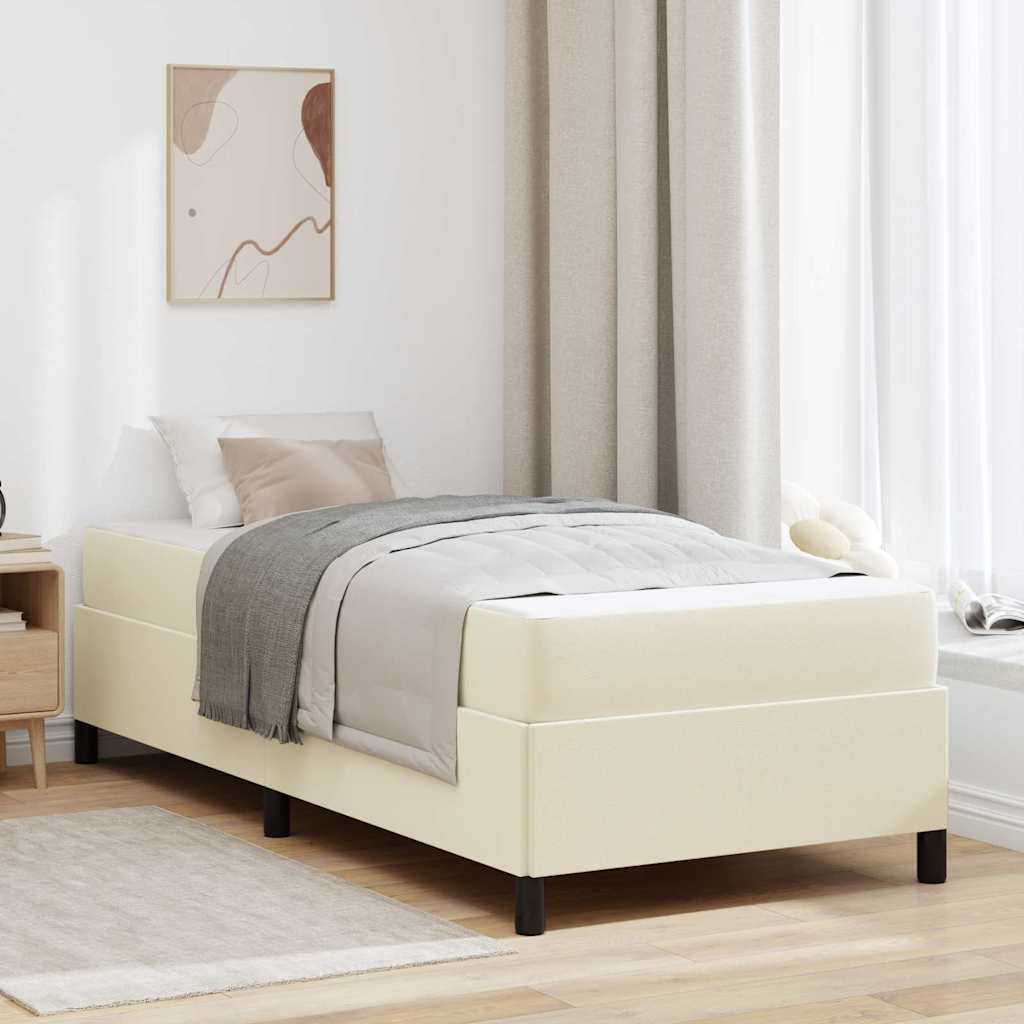 vidaXL Estructura de cama con colchón Crema 90 x 190 cm tela