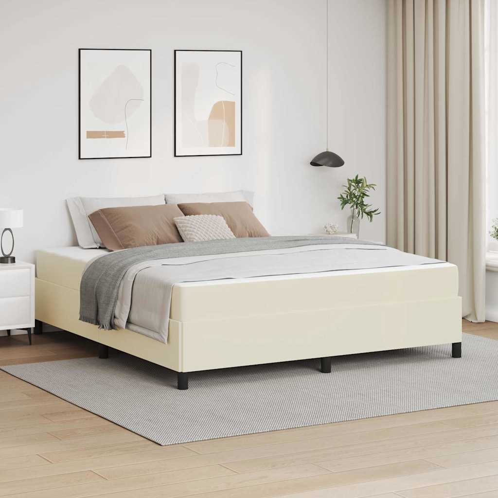 vidaXL Estructura de cama con colchón Crema 180 x 200 cm tela