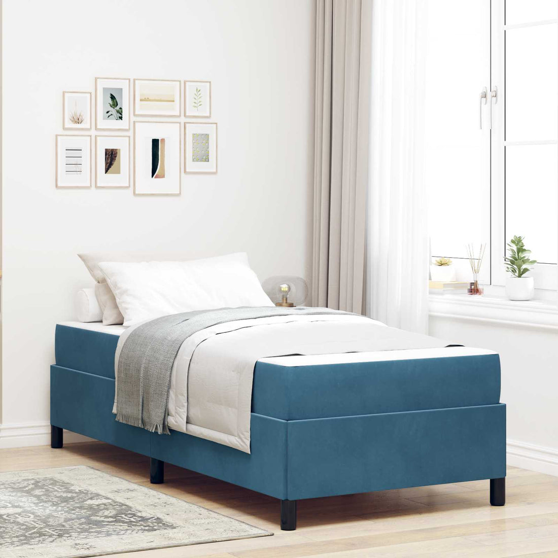 vidaXL Estructura de cama Azul Oscuro 90 x 190 cm tela