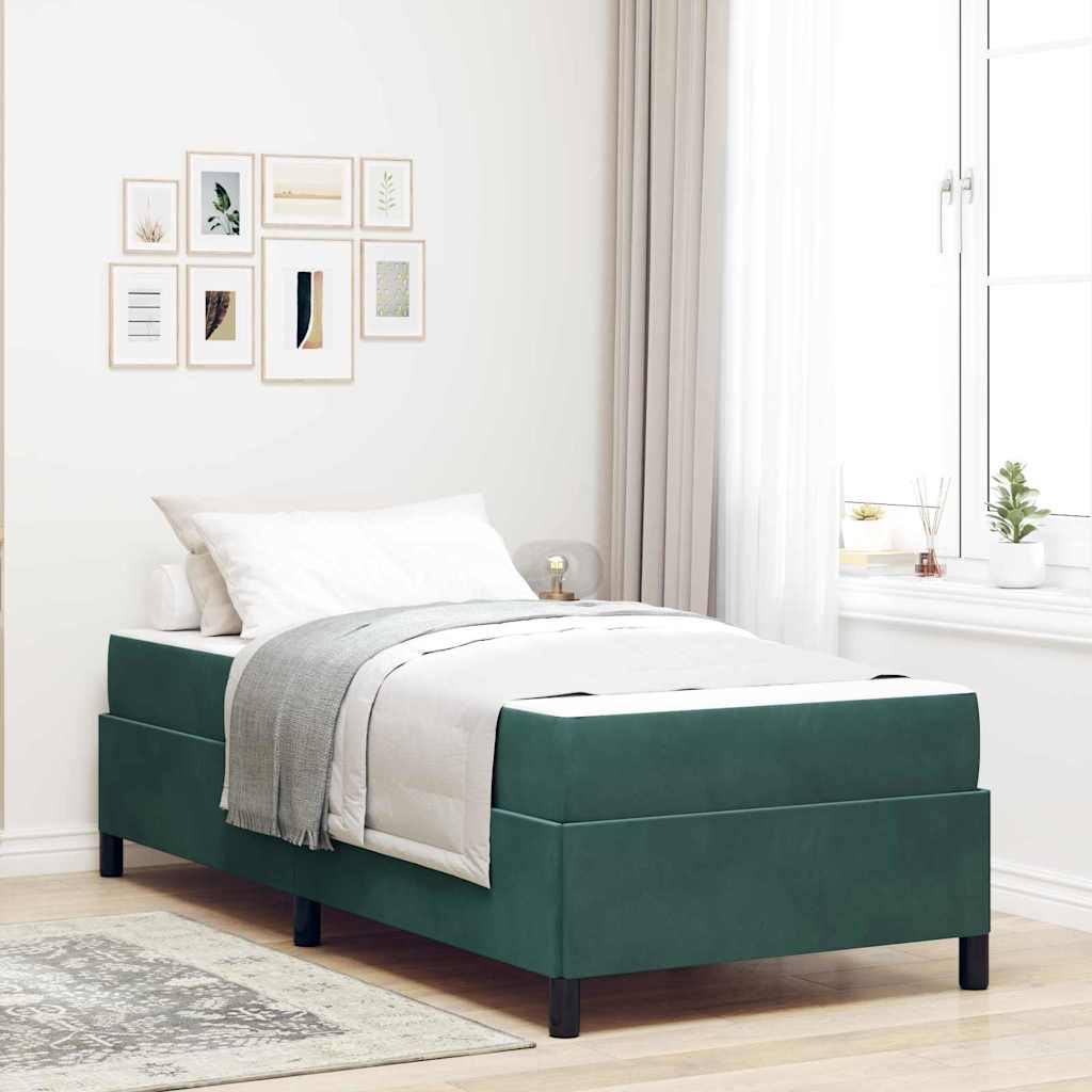 vidaXL Estructura de cama Verde oscuro 100 x 200 cm tela