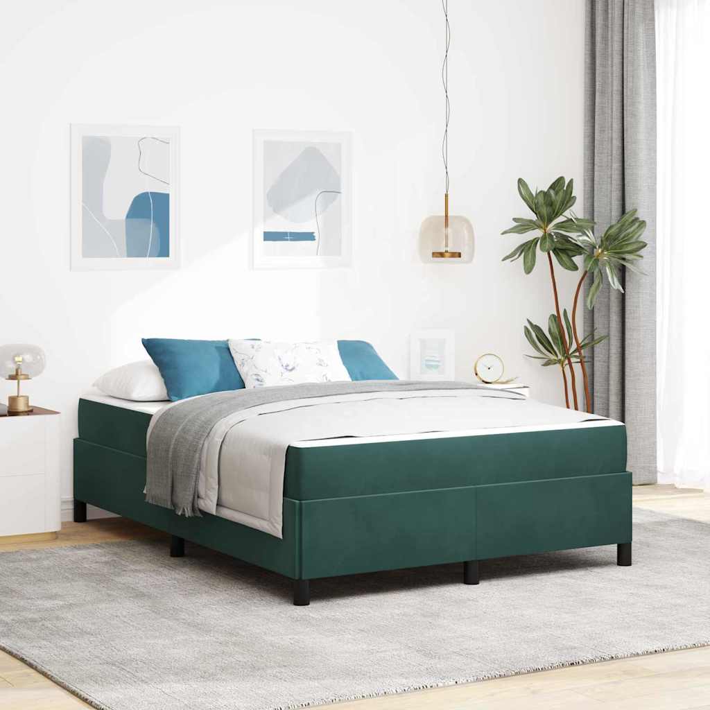 vidaXL Estructura de cama Verde oscuro 160 x 200 cm tela