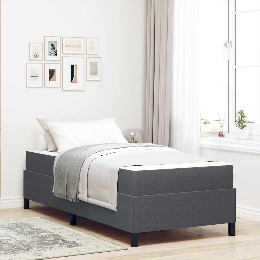 vidaXL Estructura de cama con colchón Gris oscuro 90 x 200 cm tela