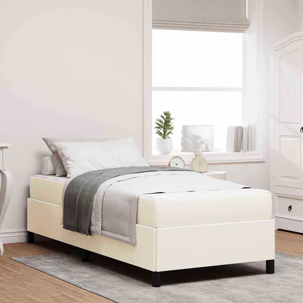 vidaXL Estructura de cama con colchón Crema 90 x 200 cm tela