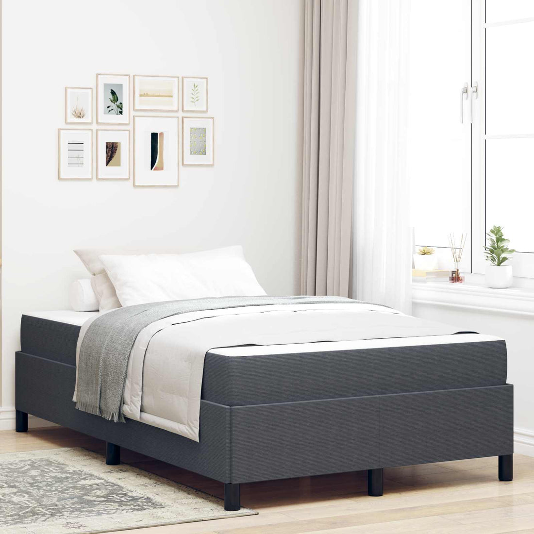 vidaXL Estructura de cama con colchón Gris oscuro 120 x 190 cm tela