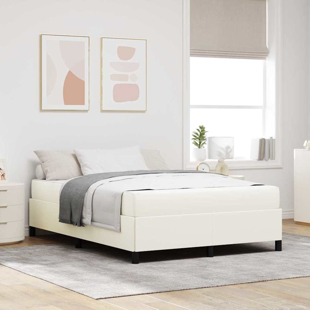 vidaXL Estructura de cama con colchón Crema 140 x 190 cm tela