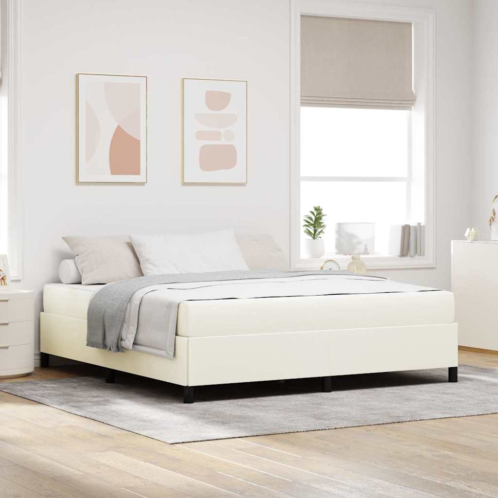 vidaXL Estructura de cama con colchón Crema 180 x 200 cm tela