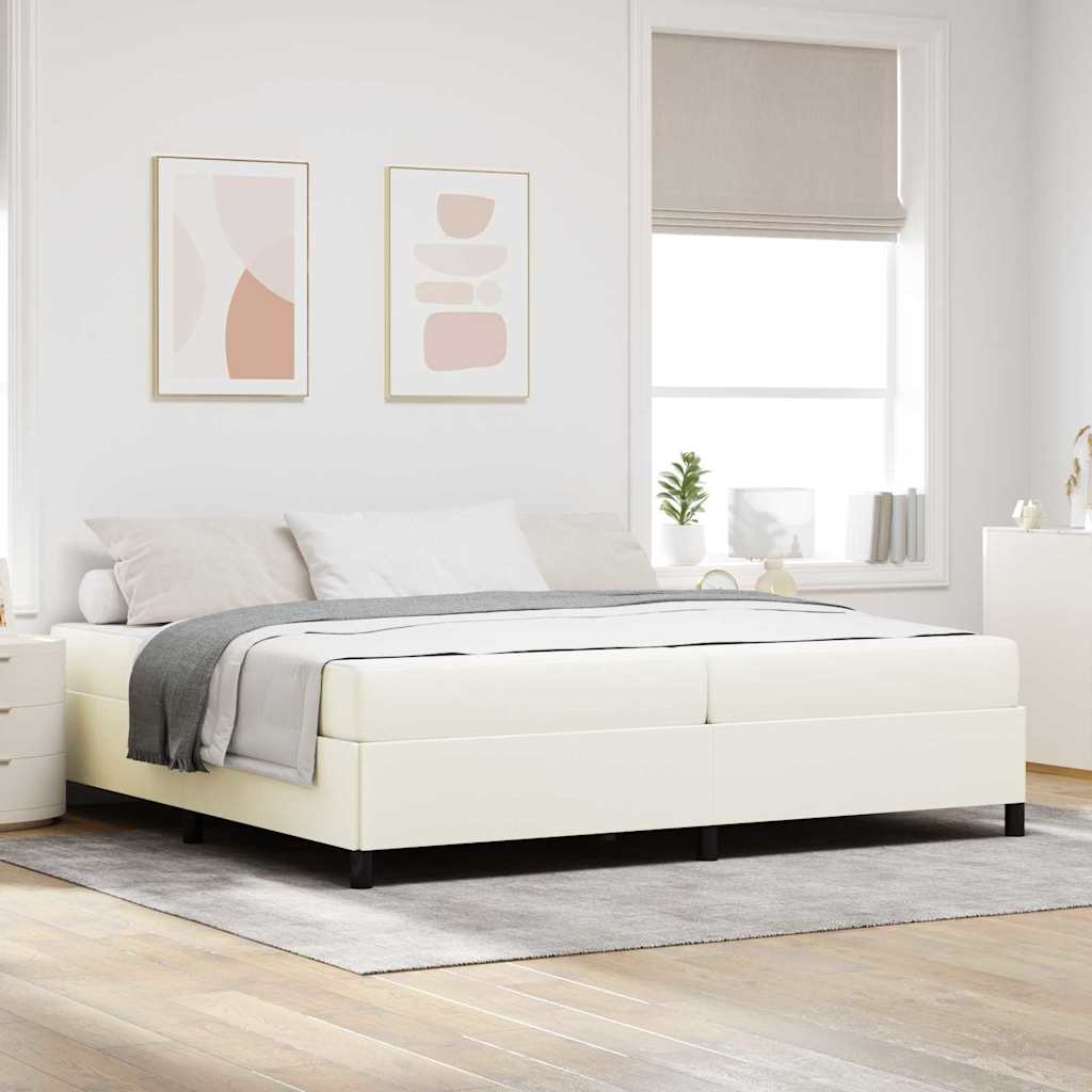 vidaXL Estructura de cama con colchón Crema 200 x 200 cm tela