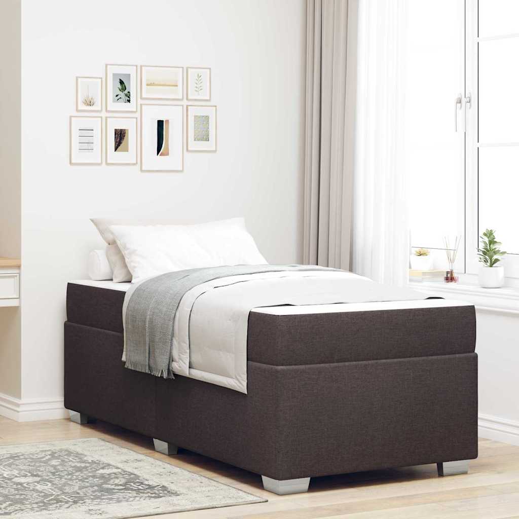 vidaXL Estructura de cama con colchón Marrón Oscuro 90 x 190 cm tela