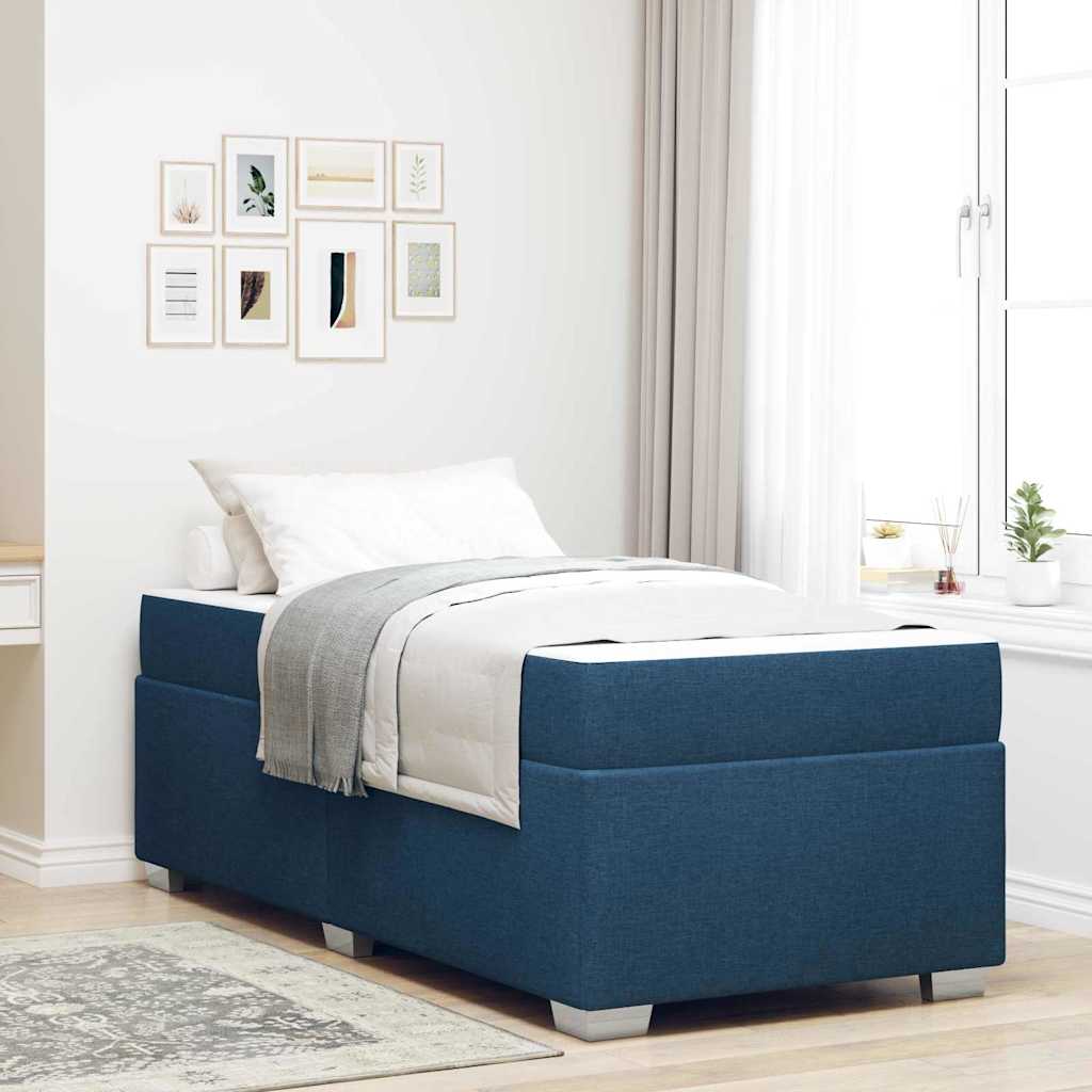 vidaXL Estructura de cama con colchón Azul 90 x 190 cm tela