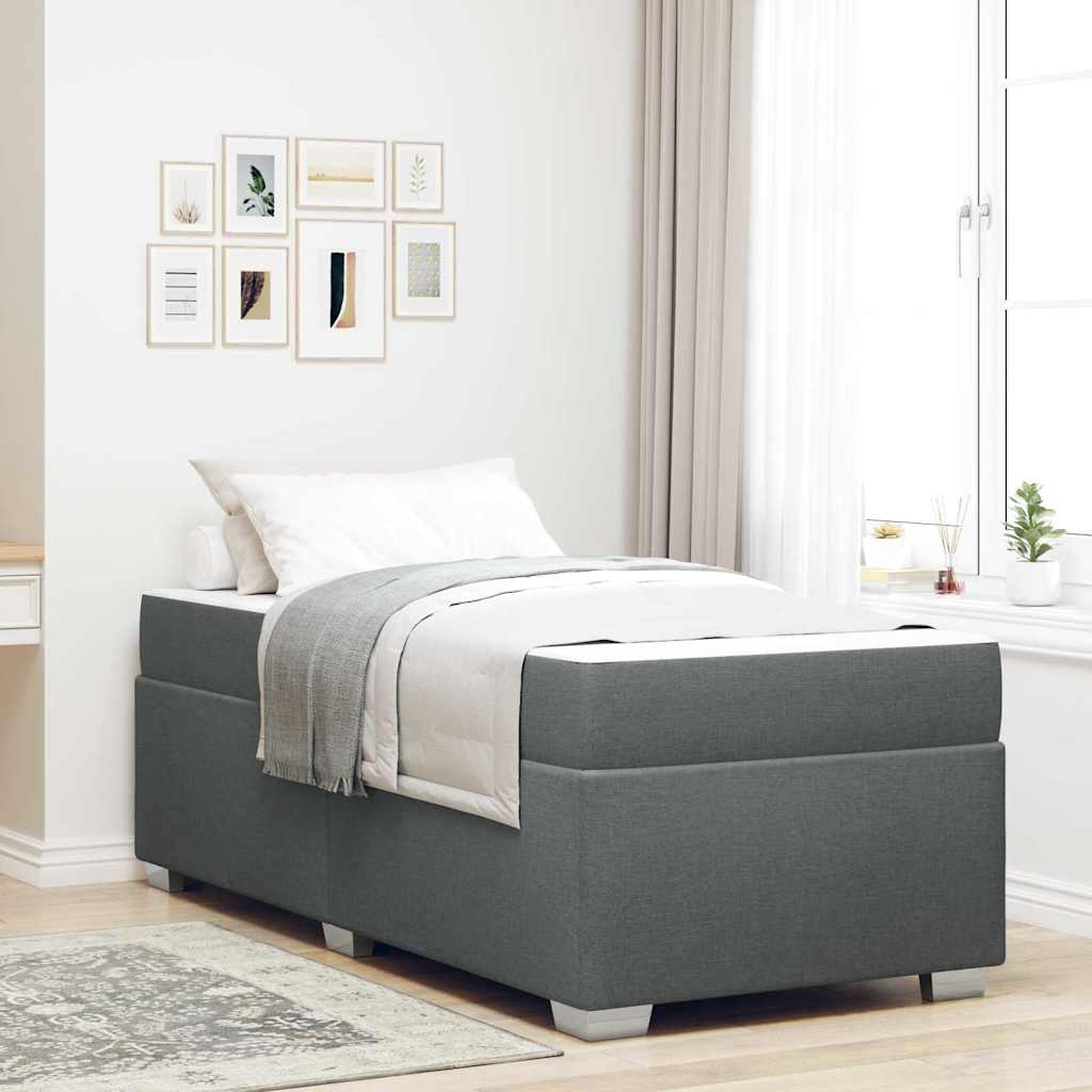 vidaXL Estructura de cama con colchón Gris oscuro 90 x 200 cm tela