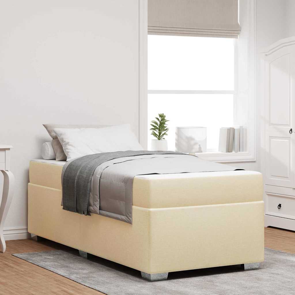 vidaXL Estructura de cama con colchón Crema 90 x 200 cm tela