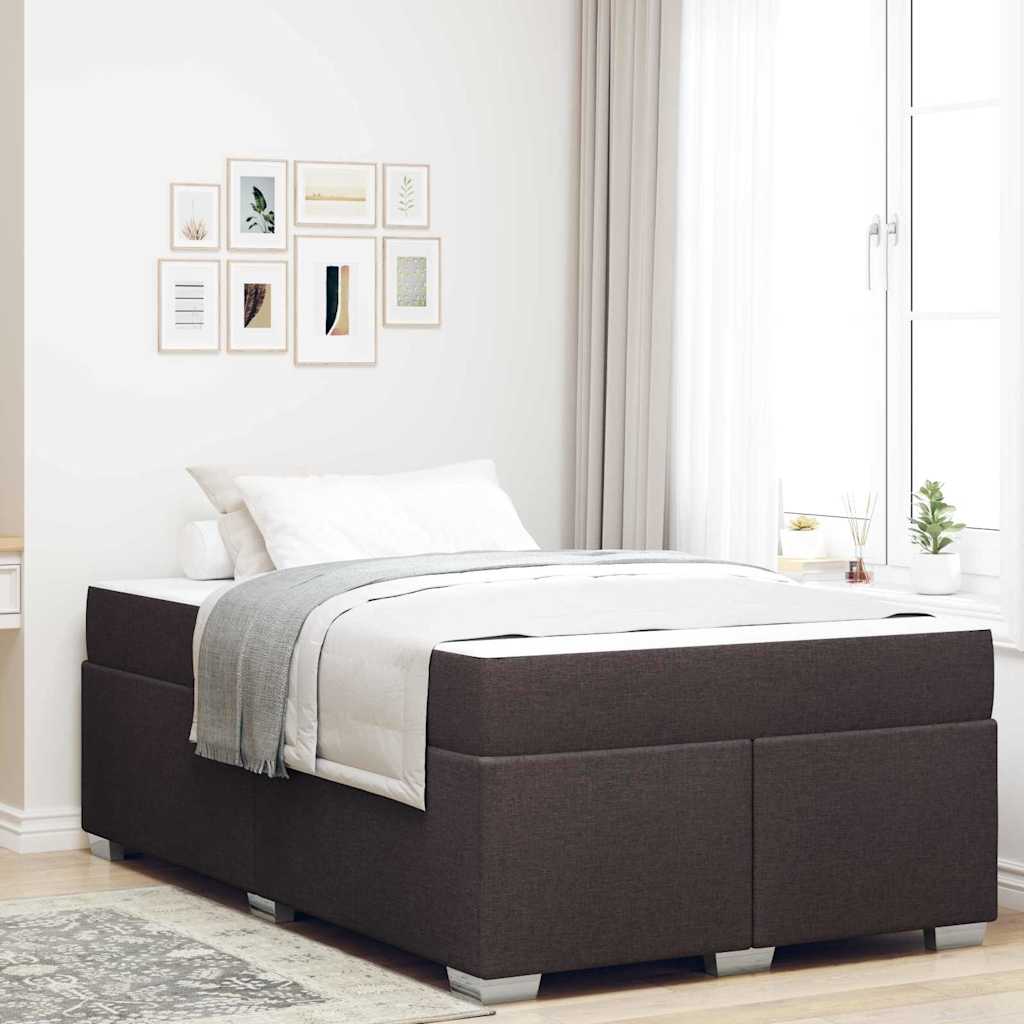 vidaXL Estructura de cama con colchón Marrón Oscuro 120 x 190 cm tela