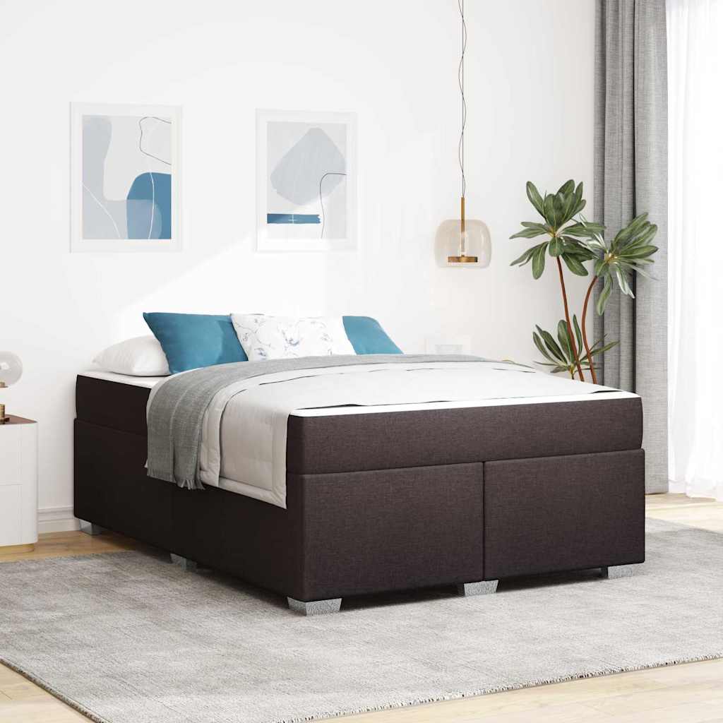 vidaXL Estructura de cama con colchón Marrón Oscuro 140 x 200 cm tela