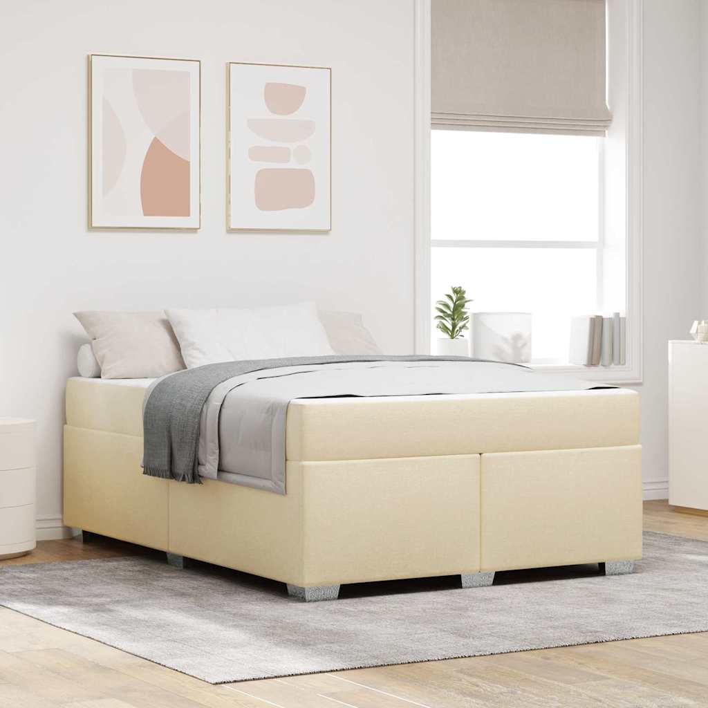 vidaXL Estructura de cama con colchón Crema 140 x 200 cm tela
