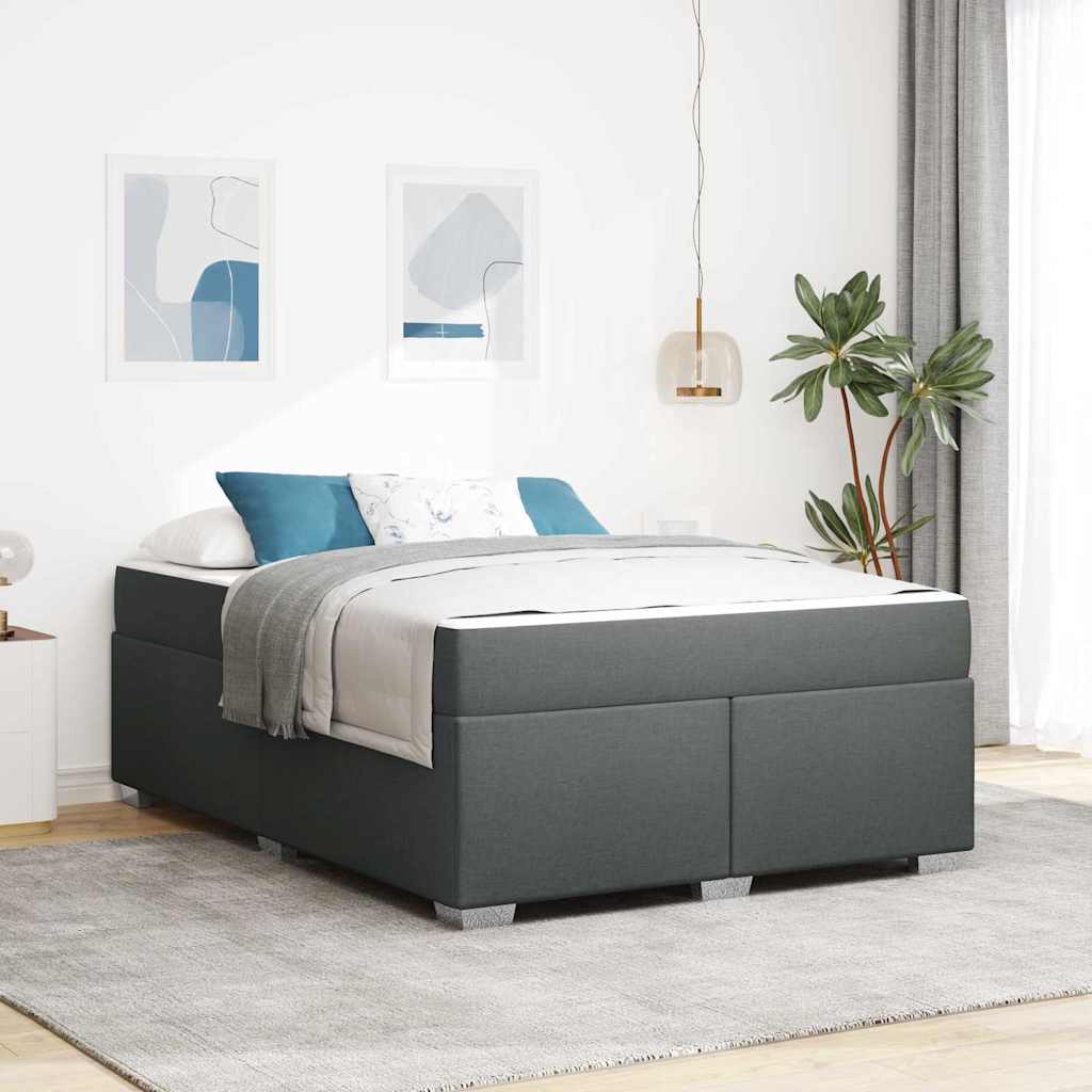 vidaXL Estructura de cama con colchón Gris oscuro 160 x 200 cm tela