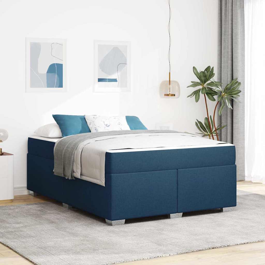vidaXL Estructura de cama con colchón Azul 160 x 200 cm tela